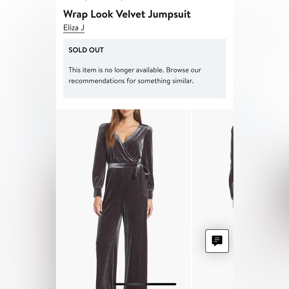 Eliza J Wrap Look Velvet Grey Pewter Jumpsuit - Picture 6 of 15